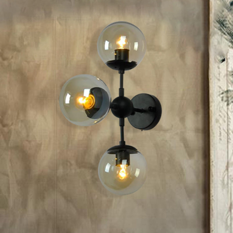 Frendorf | Globe Eetkamer Wandlamp Fixture Industrieel Rookglas 2/3 Licht Zwarte Wandlamp