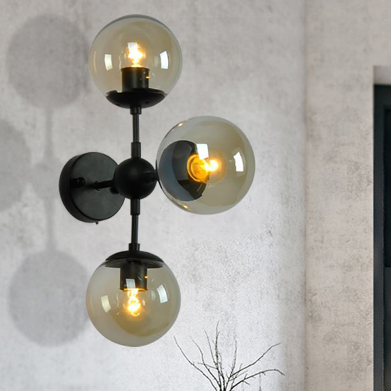 Frendorf | Globe Eetkamer Wandlamp Fixture Industrieel Rookglas 2/3 Licht Zwarte Wandlamp
