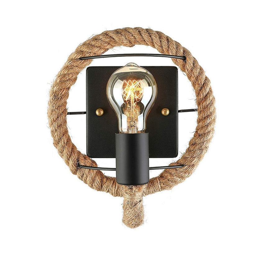 Frendorf | Beige Ein Licht Wandleuchte Licht Industriell Seil Rund/Oval Schirm Wandbeleuchtung Fixture für Esszimmer