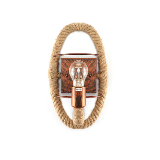 Frendorf | Beige Ein Licht Wandleuchte Licht Industriell Seil Rund/Oval Schirm Wandbeleuchtung Fixture für Esszimmer