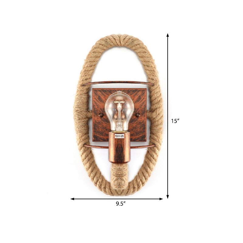 Frendorf | Beige Ein Licht Wandleuchte Licht Industriell Seil Rund/Oval Schirm Wandbeleuchtung Fixture für Esszimmer