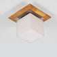 Frendorf | LogLight Minimalistische Deckenleuchte | Quadratisches Holz- und Glasdesign | Nordic 1-flammige Beleuchtung