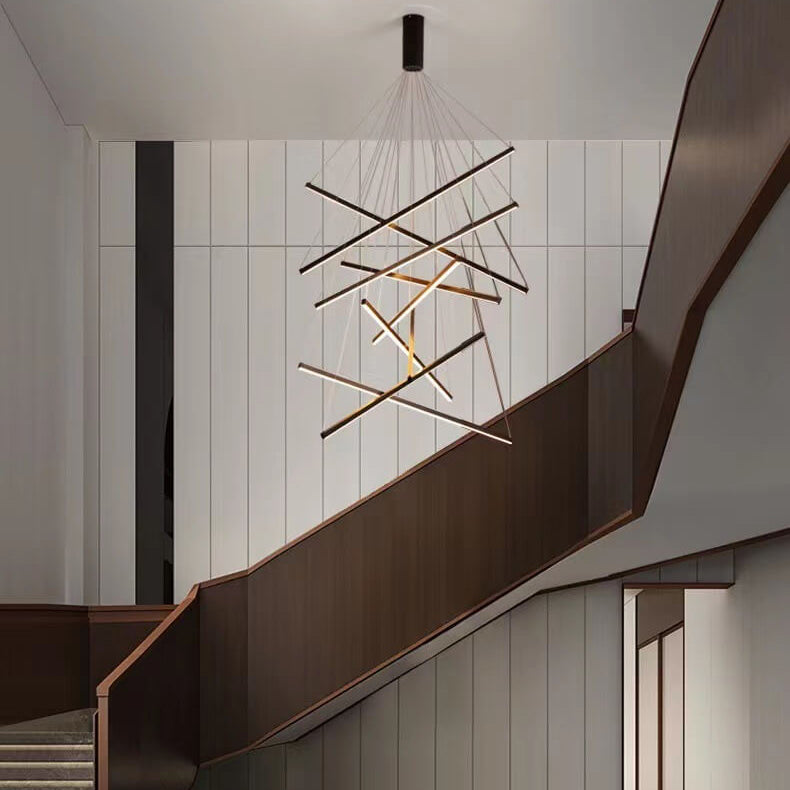 Frendorf | GeoLuma Nordic LED Kronleuchter | Geometrisches Linien-Design aus Eisen & Aluminium | 3-9 Flammen | Modern & Energieeffizient
