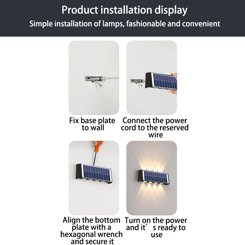 Moderne Einfachheit Solar Wasserdicht Rechteckige ABS PMMA LED Wandleuchte Lampe Für Außenpatio