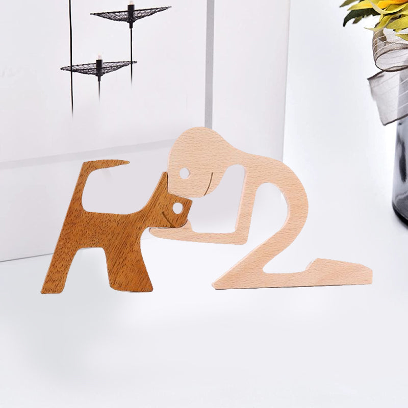 Frendorf | Geschenk für Tierliebhaber - Holzskulptur Tischornamente - Die Liebe zwischen Ihnen und Ihrem pelzigen Freund