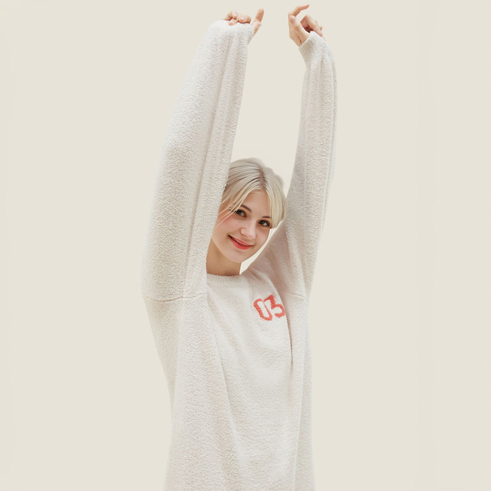 Gemütliches gestricktes passendes lockiges Plüsch-Loungewear-Set für Haustiere und Besitzer