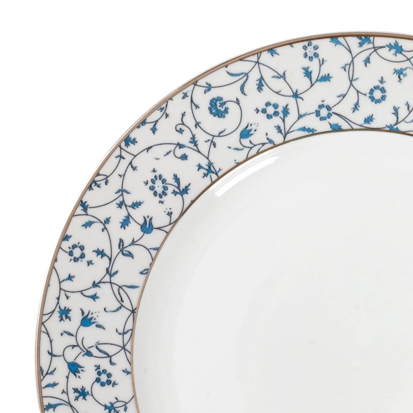 Frendorf | 20 Stück Blau Floral Print Keramik Geschirrset für 4 Besteckset