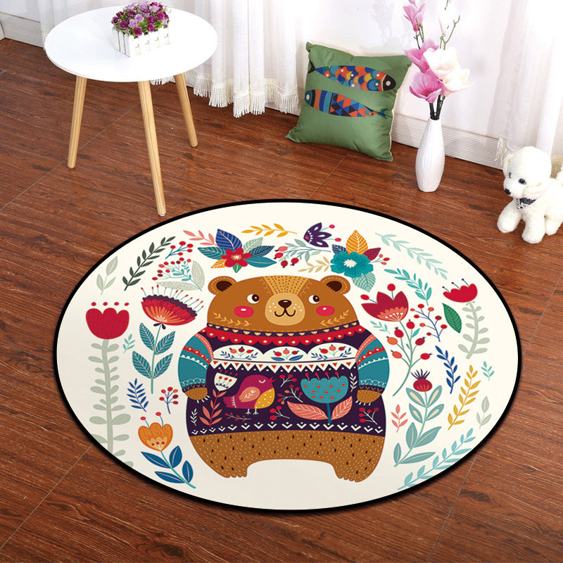 Frendorf | Kleurrijke Dierenschilderij Print Tapijt Multi-Kleurig Cartoon Tapijt Synthetisch Wasbaar Antislip Vlekbestendig Tapijt voor Babykamer