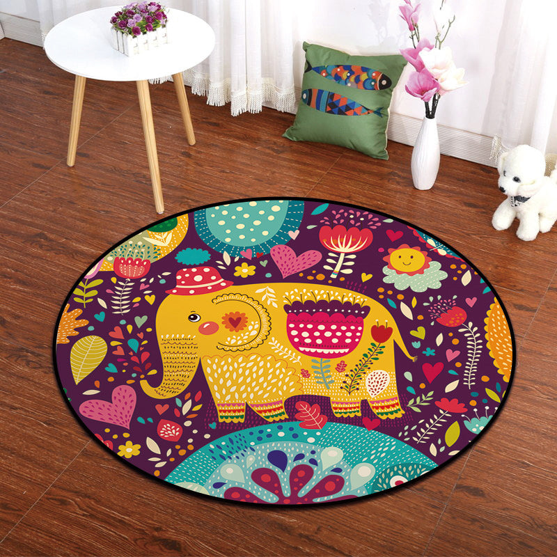 Frendorf | Kleurrijke Dierenschilderij Print Tapijt Multi-Kleurig Cartoon Tapijt Synthetisch Wasbaar Antislip Vlekbestendig Tapijt voor Babykamer