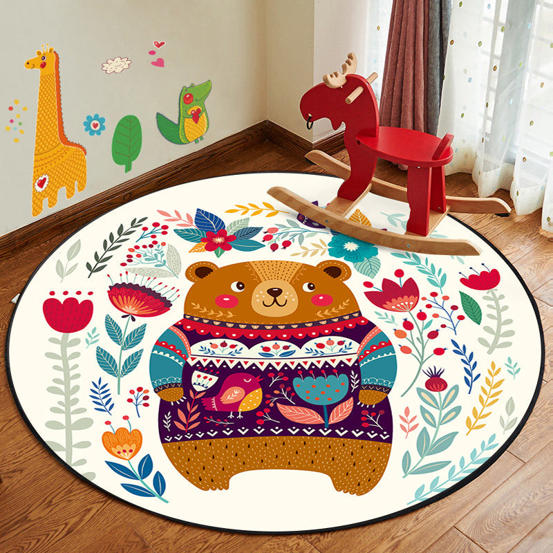 Frendorf | Leren en Spelen Cartoon Tapijt Multi Color Dierenpatroon Tapijt Huisdier Vriendelijk Anti-Slip Onderzijde Wasbaar Tapijt voor Kinderen