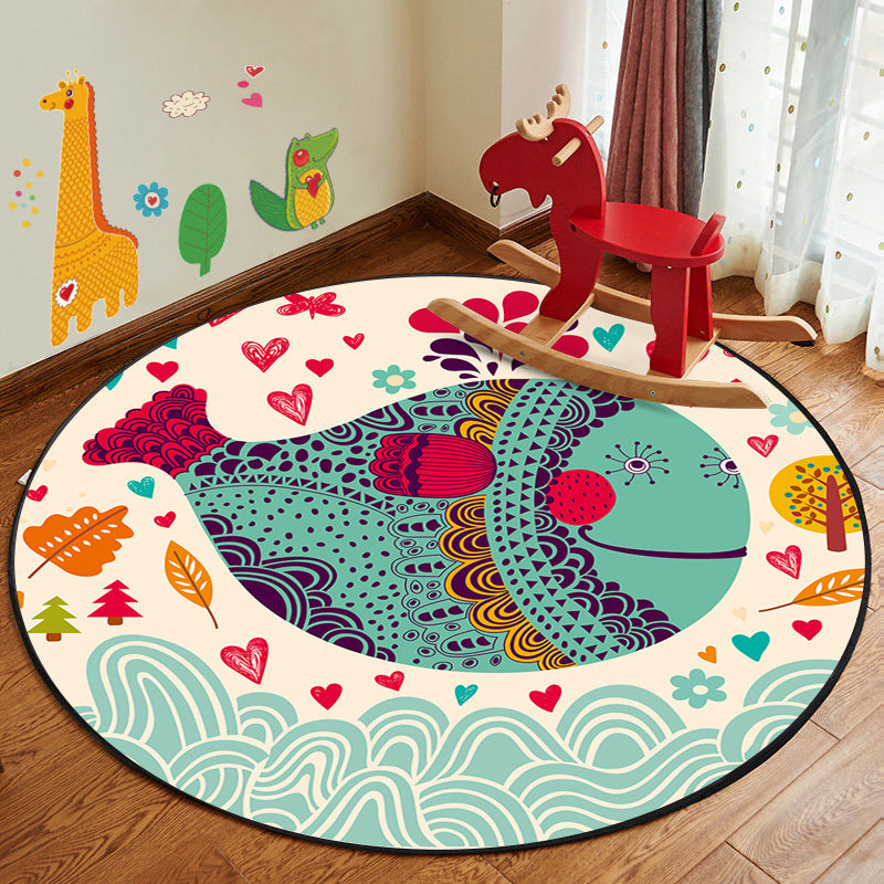 Frendorf | Leren en Spelen Cartoon Tapijt Multi Color Dierenpatroon Tapijt Huisdier Vriendelijk Anti-Slip Onderzijde Wasbaar Tapijt voor Kinderen