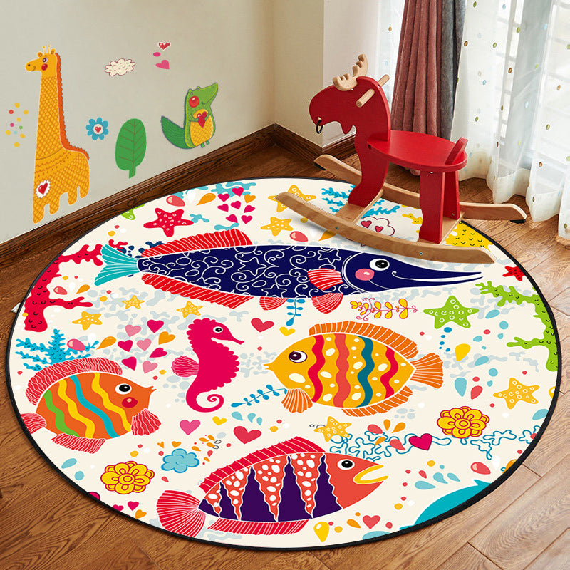 Frendorf | Leren en Spelen Cartoon Tapijt Multi Color Dierenpatroon Tapijt Huisdier Vriendelijk Anti-Slip Onderzijde Wasbaar Tapijt voor Kinderen