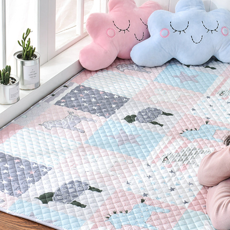 Frendorf | Zachte Dierafdruk Gequilt Tapijt Multi Color Cartoon Tapijt Katoen Gemakkelijk Onderhoud Tapijt voor Kinderkamer
