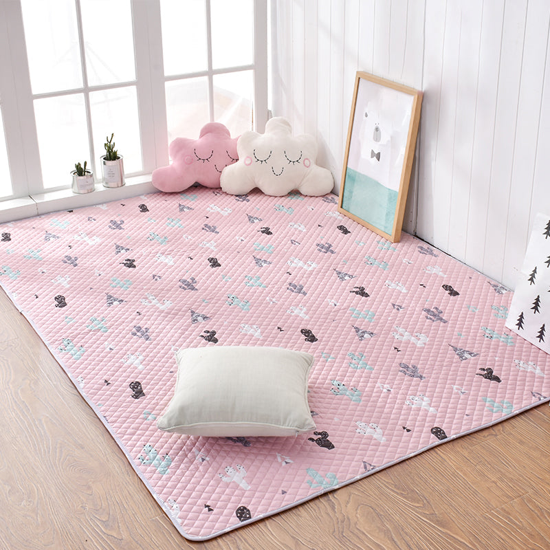Frendorf | Zachte Dierafdruk Gequilt Tapijt Multi Color Cartoon Tapijt Katoen Gemakkelijk Onderhoud Tapijt voor Kinderkamer