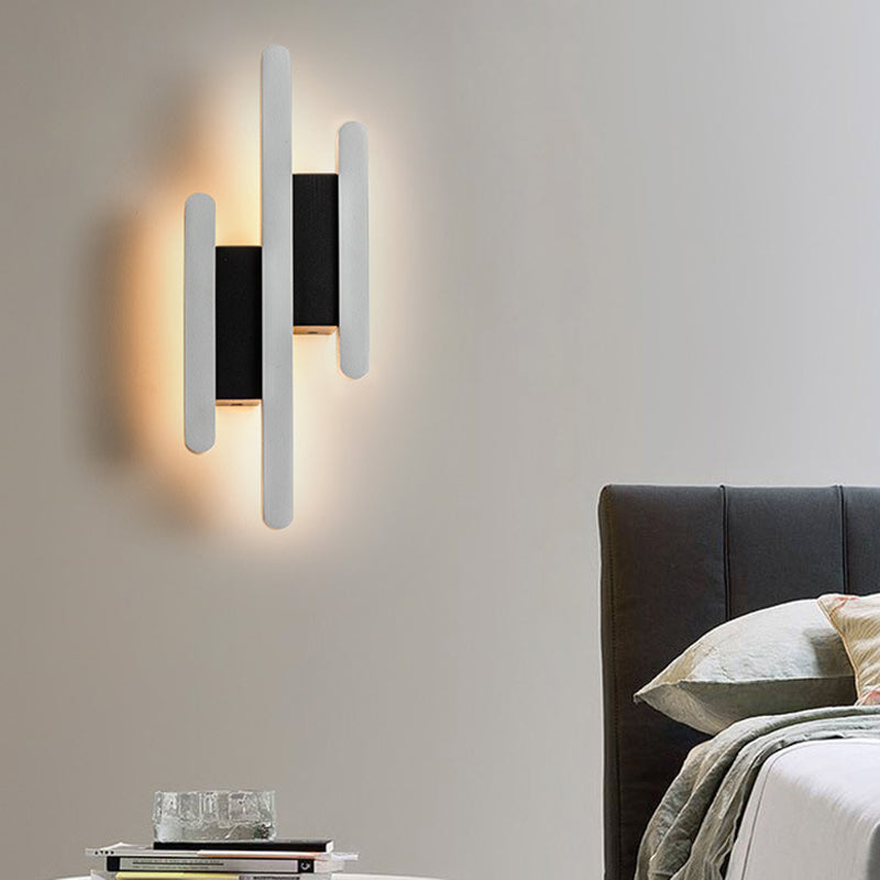 Moderne lineare wandmontierte Licht Acryl Weiß Nachttisch LED Wandleuchte in warm/weißem Licht, 12,5"/16,5"/20,5" H