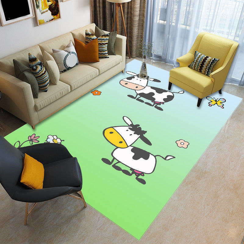 Kindlich Mehrfarbiger Cartoon-Teppich Polypropylen Tiermotiv Teppich Rutschfest Fleckenresistentes Tierfreundlicher Teppich für das Kinderzimmer