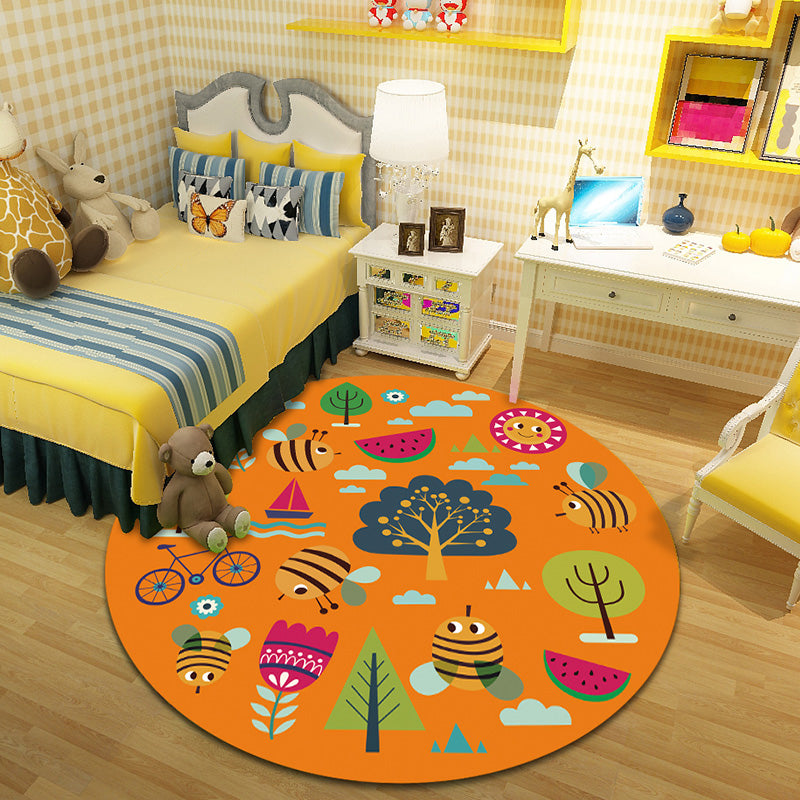 Frendorf | Cartoon Character Indoor Rug Multi Colored Polyester Carpet Stain Resistant Non-Slip Backing Pet Friendly Rug for Child Room