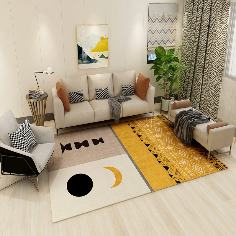 Frendorf | Multi gekleurde geometrische bloktapijt synthetisch Scandinavisch tapijt machinewasbaar huisdiervriendelijk antislip tapijt voor woonkamer