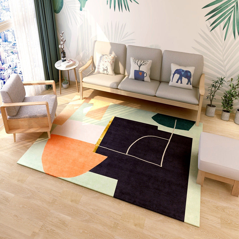 Frendorf | Multi gekleurde geometrische bloktapijt synthetisch Scandinavisch tapijt machinewasbaar huisdiervriendelijk antislip tapijt voor woonkamer