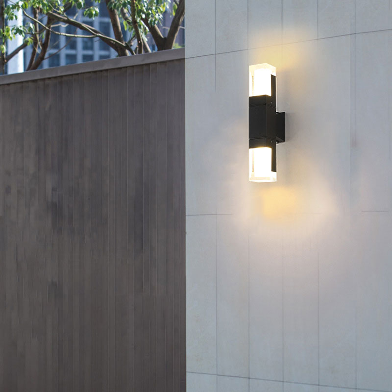 Frendorf | Rechthoekige Outdoor Wandlamp Verlichting Acryl Moderne LED Wandlamp Fixture in Zwart