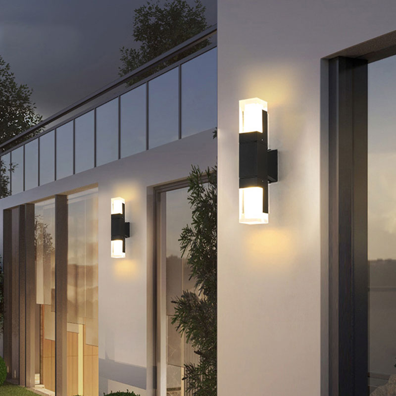 Frendorf | Rechthoekige Outdoor Wandlamp Verlichting Acryl Moderne LED Wandlamp Fixture in Zwart