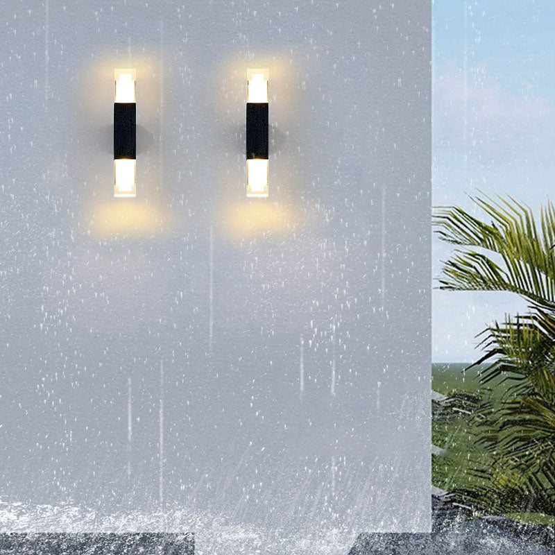 Frendorf | Rechthoekige Outdoor Wandlamp Verlichting Acryl Moderne LED Wandlamp Fixture in Zwart
