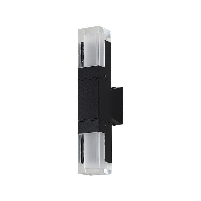 Frendorf | Rechthoekige Outdoor Wandlamp Verlichting Acryl Moderne LED Wandlamp Fixture in Zwart