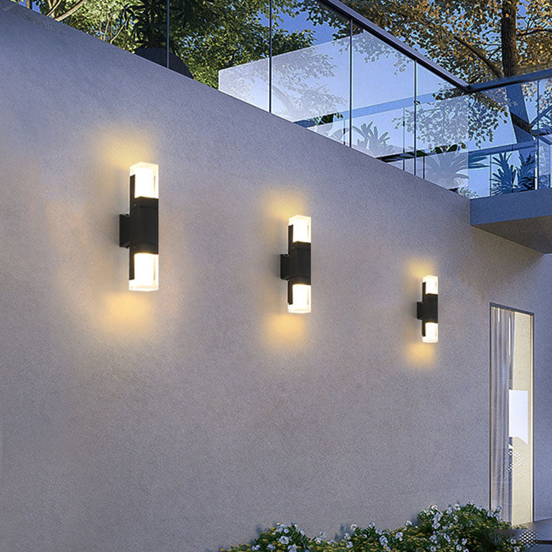 Frendorf | Rechthoekige Outdoor Wandlamp Verlichting Acryl Moderne LED Wandlamp Fixture in Zwart