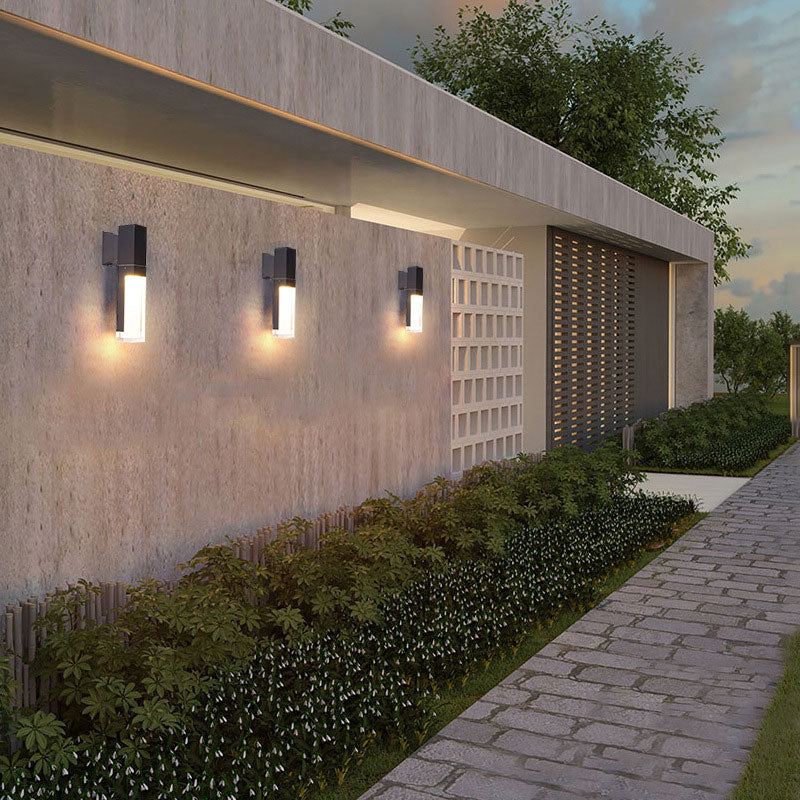 Frendorf | Rechthoekige Outdoor Wandlamp Verlichting Acryl Moderne LED Wandlamp Fixture in Zwart