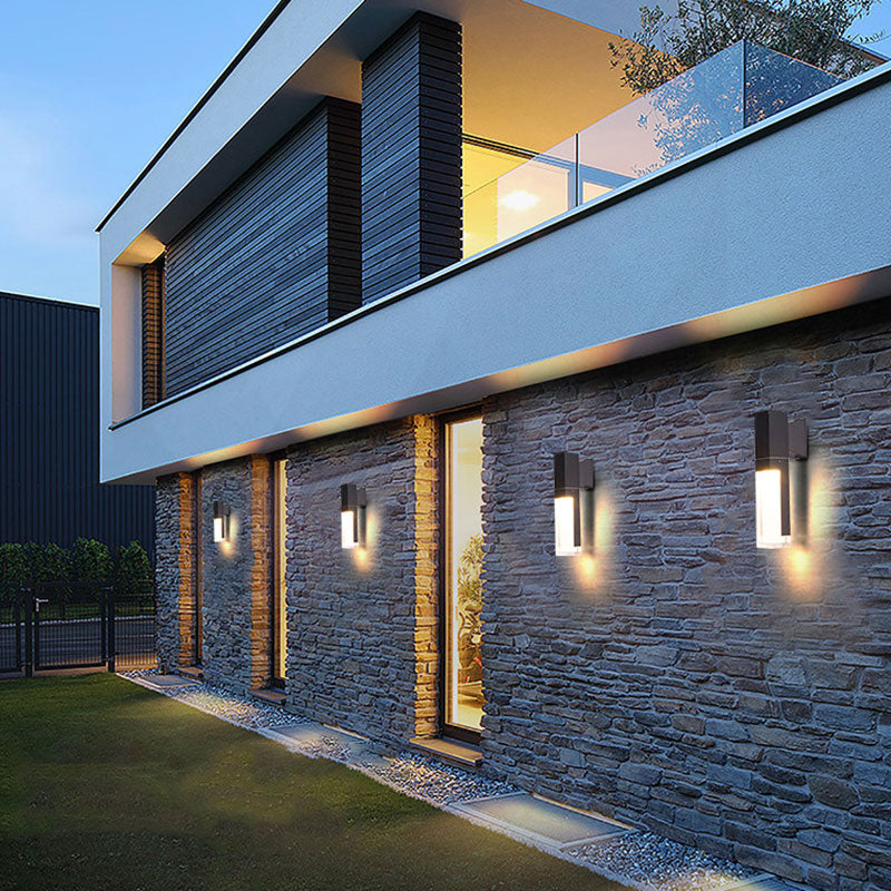 Frendorf | Rechthoekige Outdoor Wandlamp Verlichting Acryl Moderne LED Wandlamp Fixture in Zwart