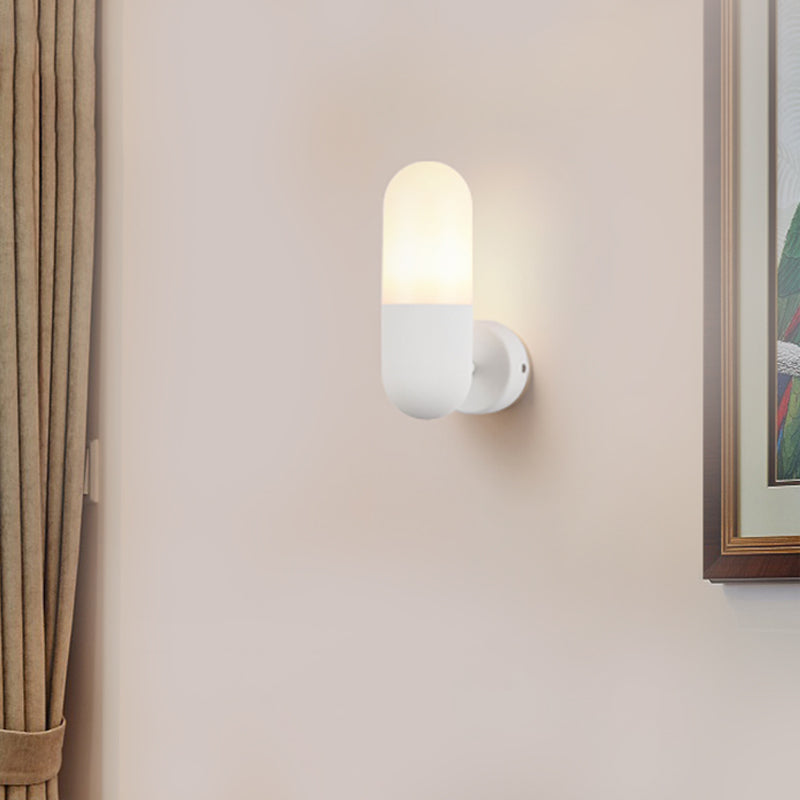 Frendorf | Kapsule Metalen Wandlamp Postmodern 1 Licht Zwart/Grijs/Wit Wandgemonteerde Lamp voor Slaapkamer