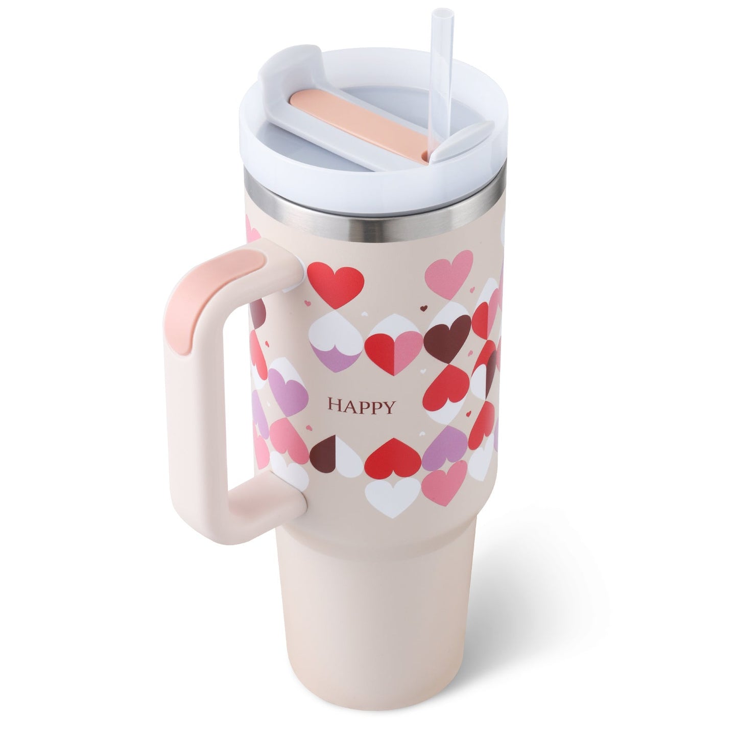 40 Oz Tumbler mit Griff Strohhalm isoliert