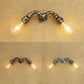Frendorf | 2 Köpfe Wand Sconce Licht mit Wasserrohr Schmiedeeisen Industriellen Restaurant Wandbeleuchtung in Bronze/Antik Messing