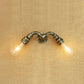 2 Köpfe Wandlampe Licht mit Wasserrohr Schmiedeeisen Industrie Restaurant Wandbeleuchtung in Bronze/Antikmessing