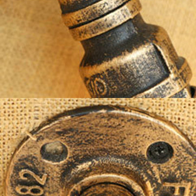 2 Köpfe Wandlampe Licht mit Wasserrohr Schmiedeeisen Industrie Restaurant Wandbeleuchtung in Bronze/Antikmessing