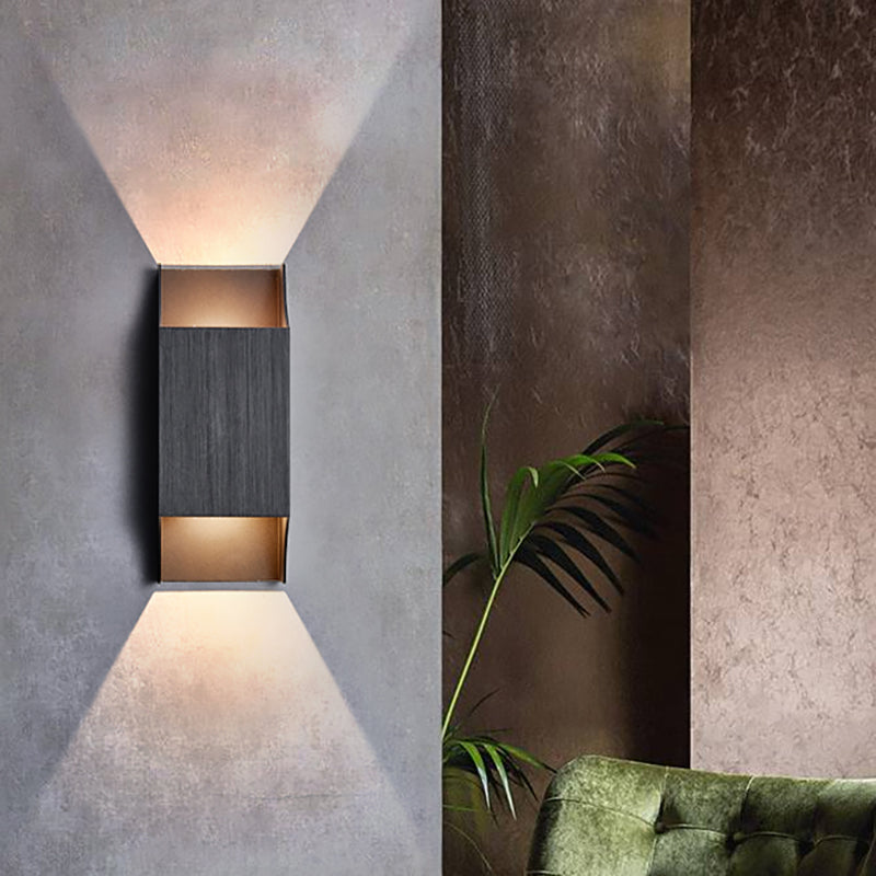 Frendorf | 1 Licht Schlafzimmer Auf- und Abwärts LED Wandleuchte mit geometrischem Metallschirm Schwarz/Grau/Weiß Wandmontage Licht