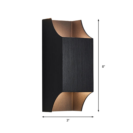 Frendorf | 1 Licht Schlafzimmer Auf- und Abwärts LED Wandleuchte mit geometrischem Metallschirm Schwarz/Grau/Weiß Wandmontage Licht