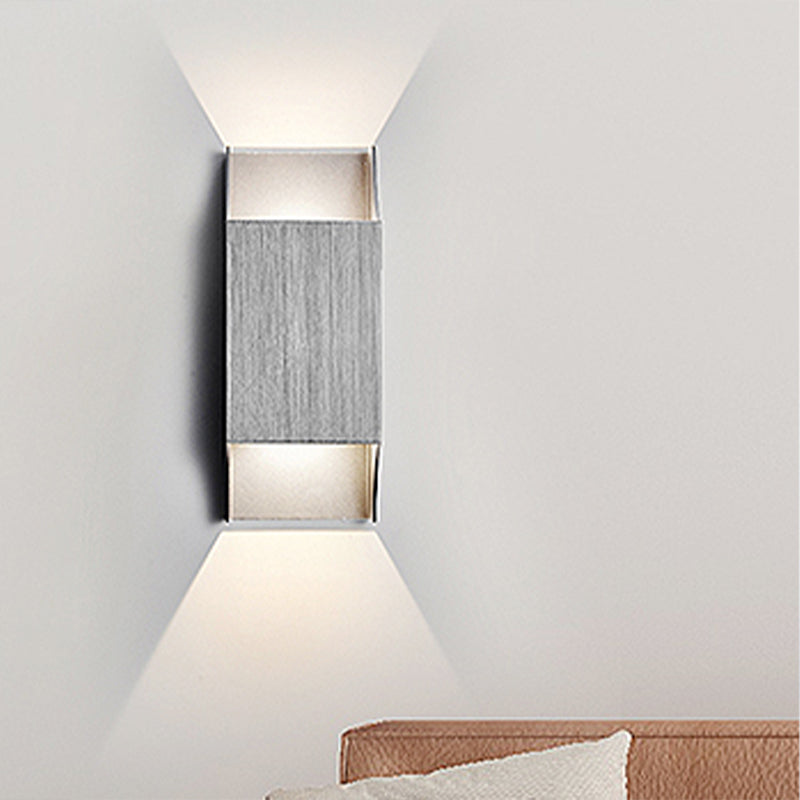 Frendorf | 1 Licht Schlafzimmer Auf- und Abwärts LED Wandleuchte mit geometrischem Metallschirm Schwarz/Grau/Weiß Wandmontage Licht