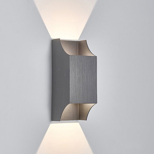 Frendorf | 1 Licht Schlafzimmer Auf- und Abwärts LED Wandleuchte mit geometrischem Metallschirm Schwarz/Grau/Weiß Wandmontage Licht