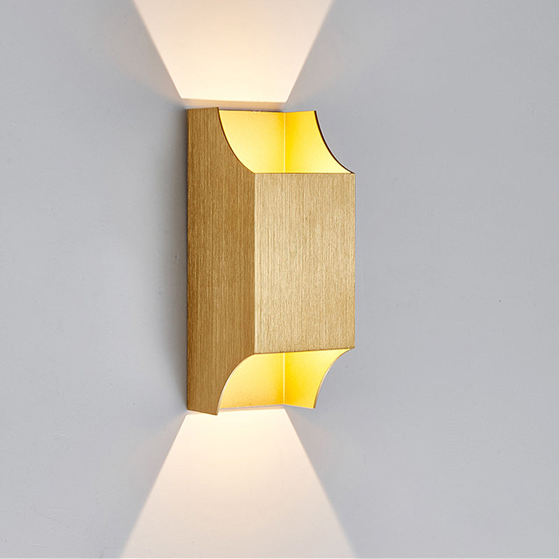 Frendorf | 1 Licht Schlafzimmer Auf- und Abwärts LED Wandleuchte mit geometrischem Metallschirm Schwarz/Grau/Weiß Wandmontage Licht