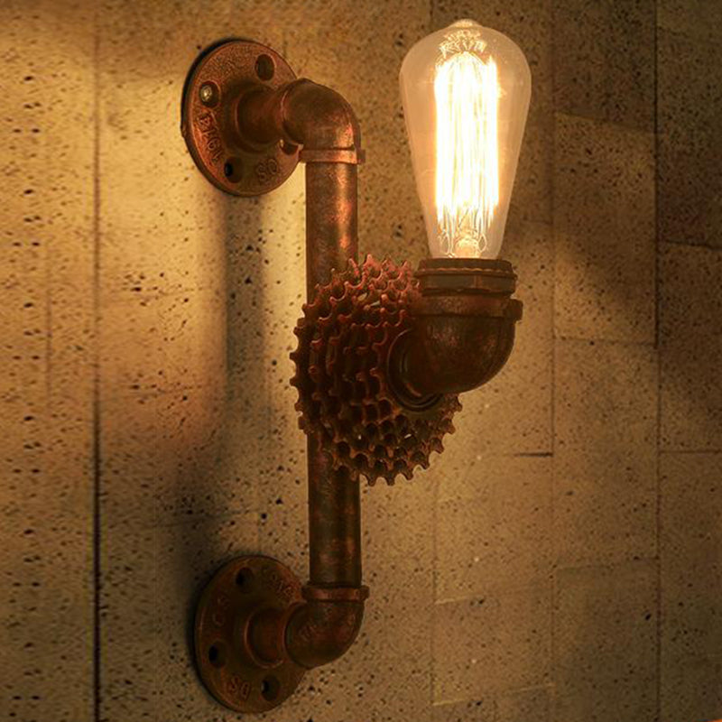 Frendorf | 1 Licht Exposed Wandlamp Industriële Verweerde Koper Metaal Wandlamparmatuur voor Binnen met Tandwiel