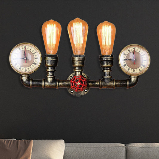 Frendorf | Armed Metal Wandverlichting Industrieel 3 Lampen Binnen Muur Gemonteerde Lamp met Drukmeter