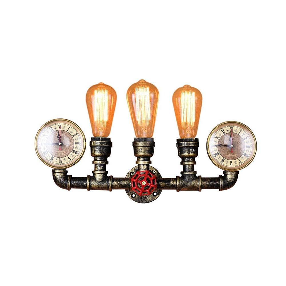 Frendorf | Armed Metal Wandverlichting Industrieel 3 Lampen Binnen Muur Gemonteerde Lamp met Drukmeter