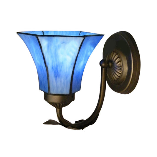 Frendorf | Blaue Glasglocke Wandlampe mit Gänsekopf 1 Licht Vintage Innenwandbeleuchtung