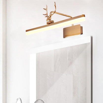 Lineare Metall-Wandlampe Modernistische Led Weiß/Schwarz/Gold Wandmontierte Schminklicht mit Geweiharm in Weiß/Natürliches Licht, 17"/20,5"/28" Breit