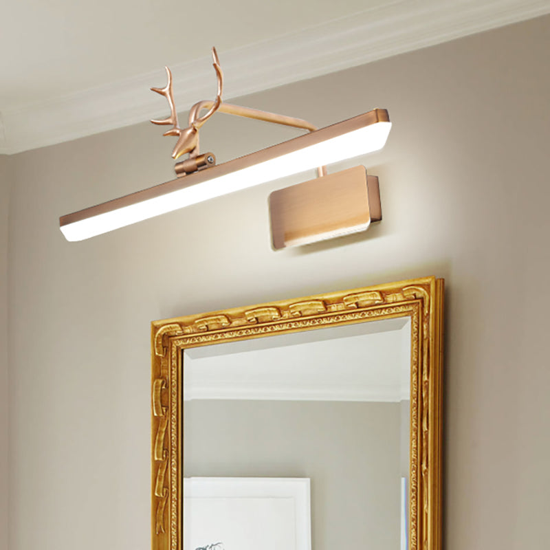 Lineare Metall-Wandlampe Modernistische Led Weiß/Schwarz/Gold Wandmontierte Schminklicht mit Geweiharm in Weiß/Natürliches Licht, 17"/20,5"/28" Breit