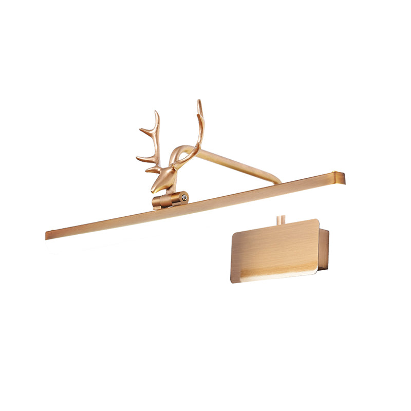 Lineare Metall-Wandlampe Modernistische Led Weiß/Schwarz/Gold Wandmontierte Schminklicht mit Geweiharm in Weiß/Natürliches Licht, 17"/20,5"/28" Breit