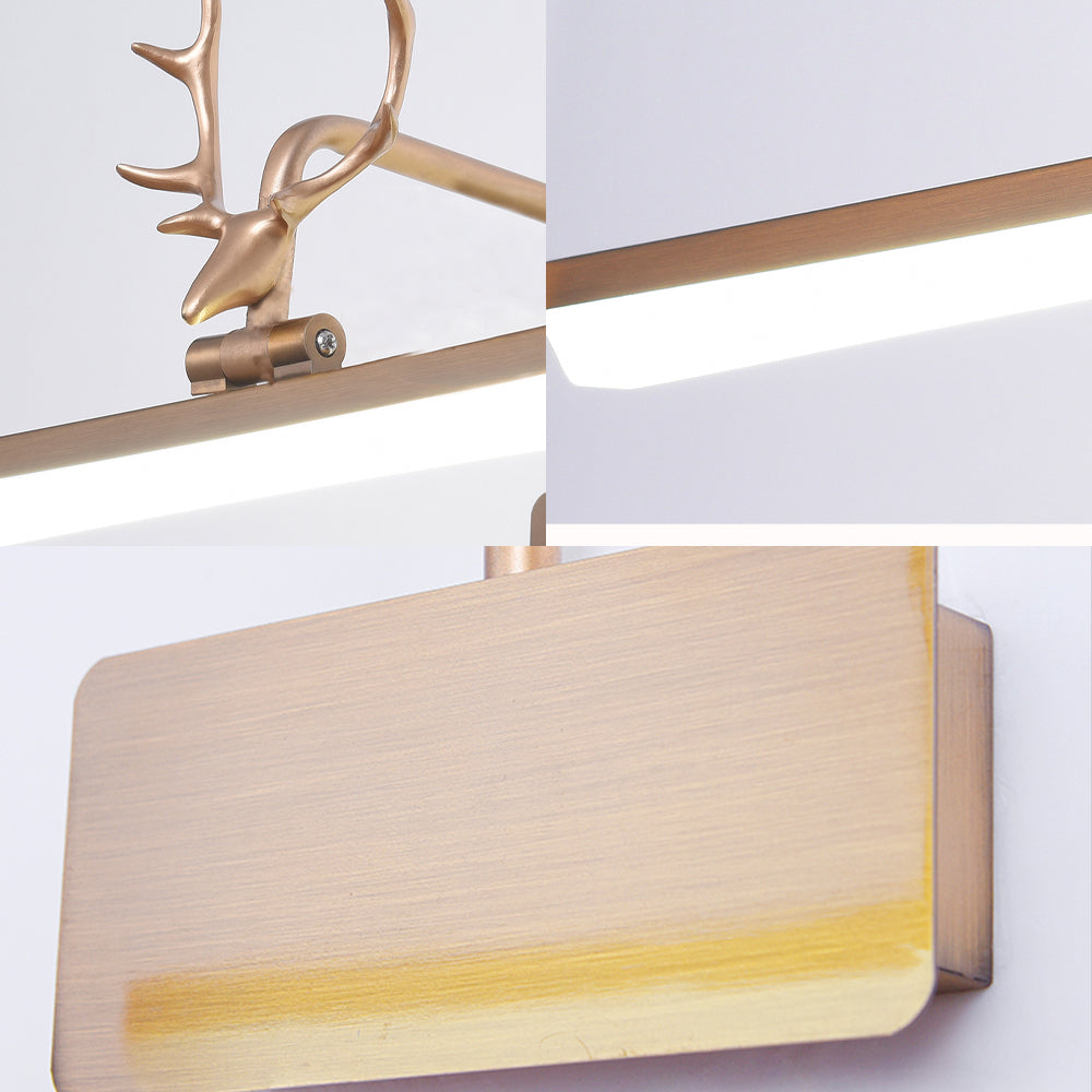 Lineare Metall-Wandlampe Modernistische Led Weiß/Schwarz/Gold Wandmontierte Schminklicht mit Geweiharm in Weiß/Natürliches Licht, 17"/20,5"/28" Breit