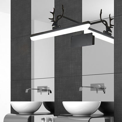 Lineare Metall-Wandlampe Modernistische Led Weiß/Schwarz/Gold Wandmontierte Schminklicht mit Geweiharm in Weiß/Natürliches Licht, 17"/20,5"/28" Breit