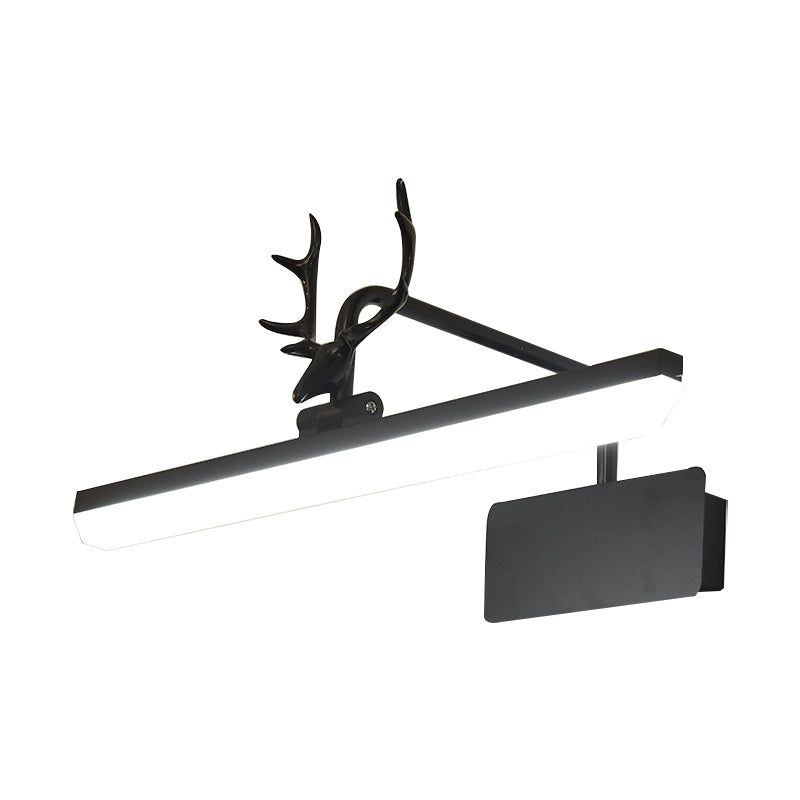 Lineare Metall-Wandlampe Modernistische Led Weiß/Schwarz/Gold Wandmontierte Schminklicht mit Geweiharm in Weiß/Natürliches Licht, 17"/20,5"/28" Breit